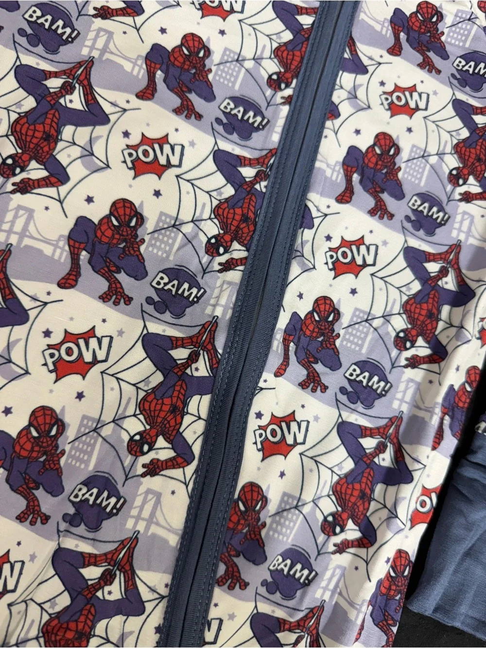 NWT  Bamboo Spider Superhero Zip One-Piece Pajamas - Red & Blue